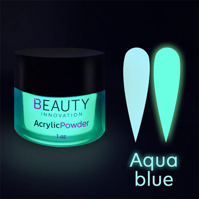 ACRYLIC POWDER - GLOW IN THE AQUA BLUE